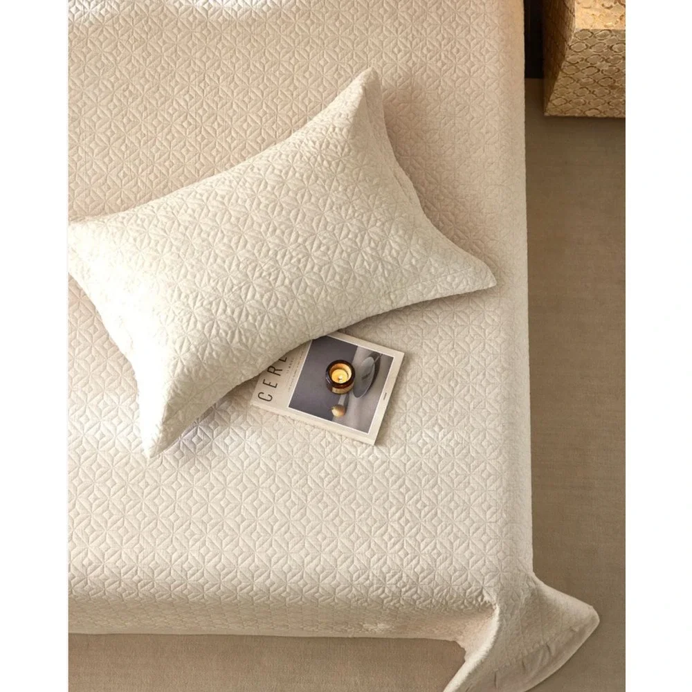 Manjusaka King Linen‎ Quilt Coverlet Set Pillowcases Top Grade Natural Luxury